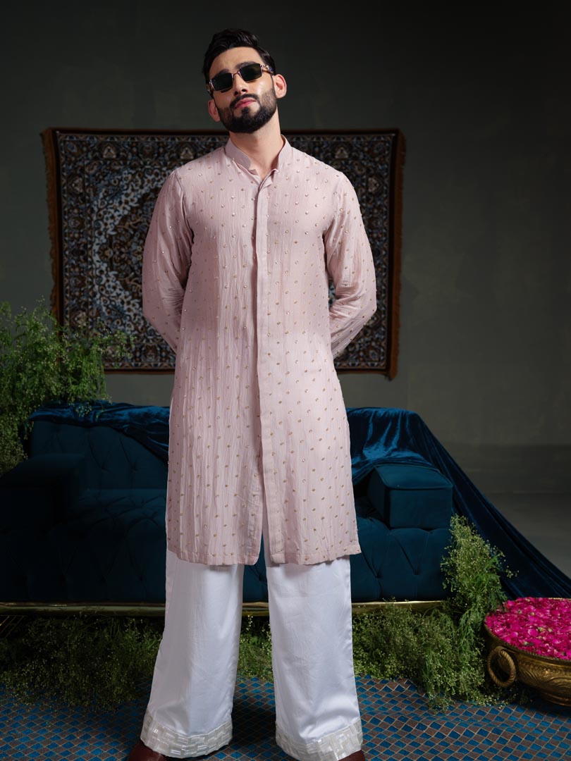 Lavender Chheeta Long kurta Set