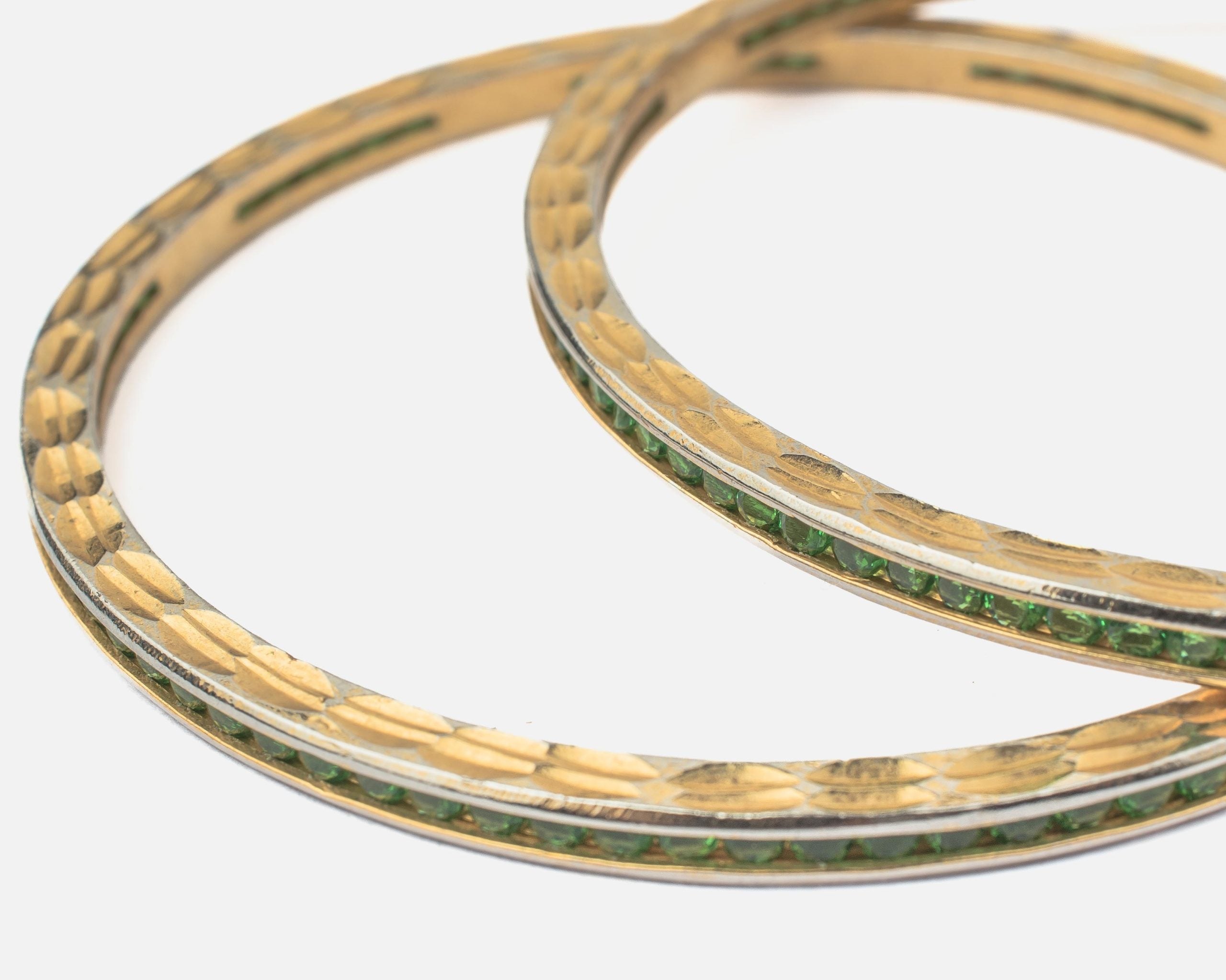 vivinia BY VIDHI MEHRA Zia Gold Plated GreenWomens Zircon Pair of Bangles (2.4,2.6)