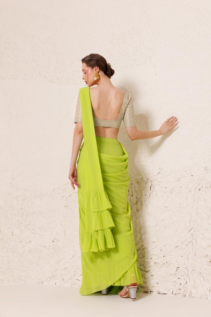 Chartreuse Saree