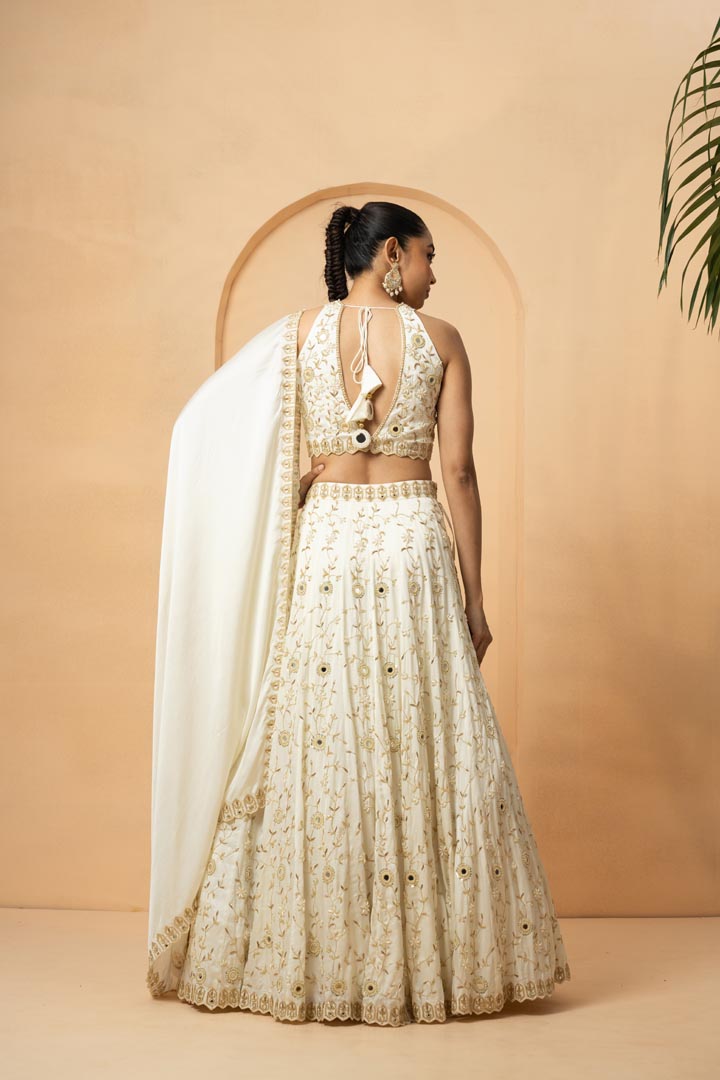 Ivory mirror lehenga set