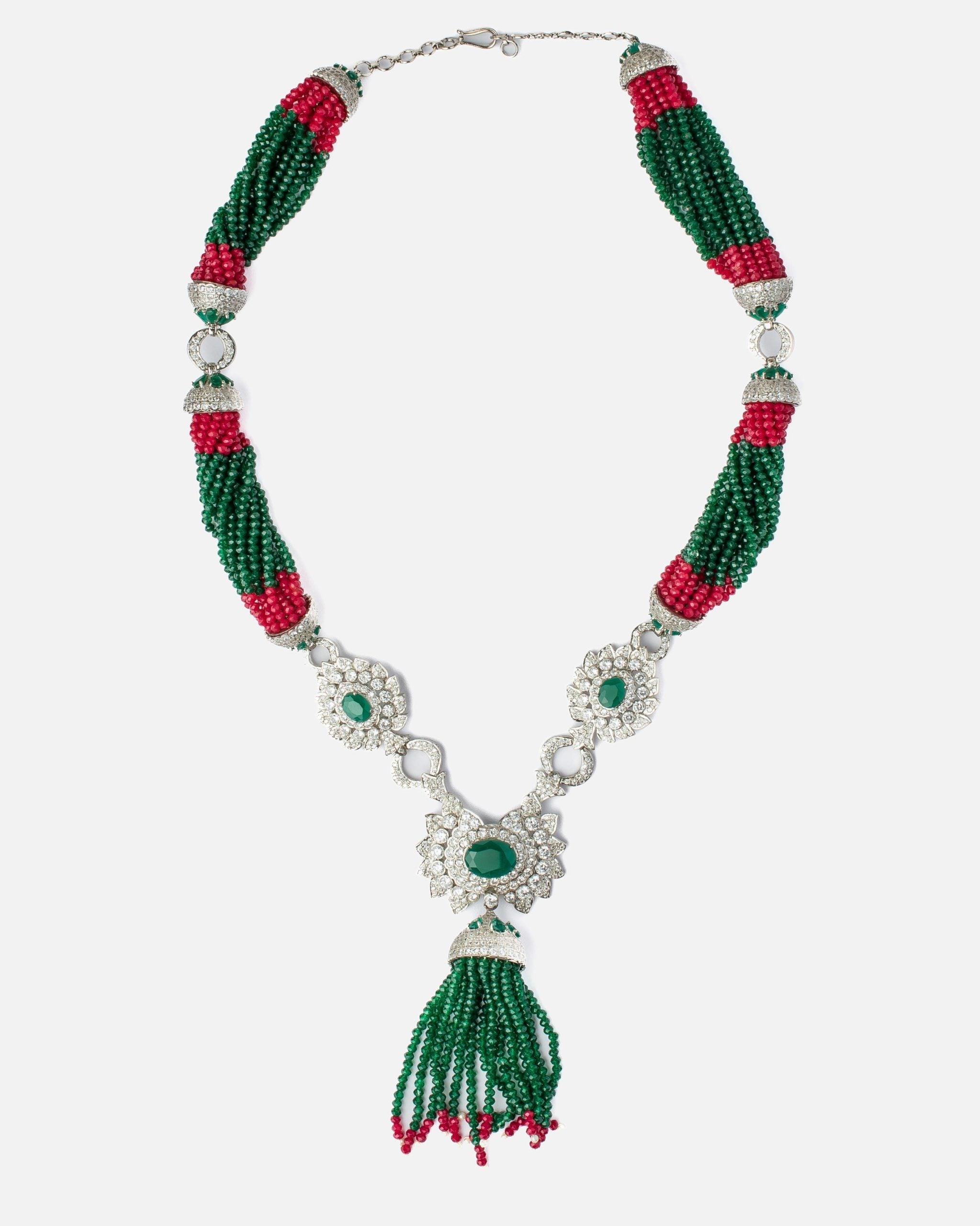 vivinia BY VIDHI MEHRA Antara Silver Plated MultiWomens Beaded Long Necklace set (Freesize)