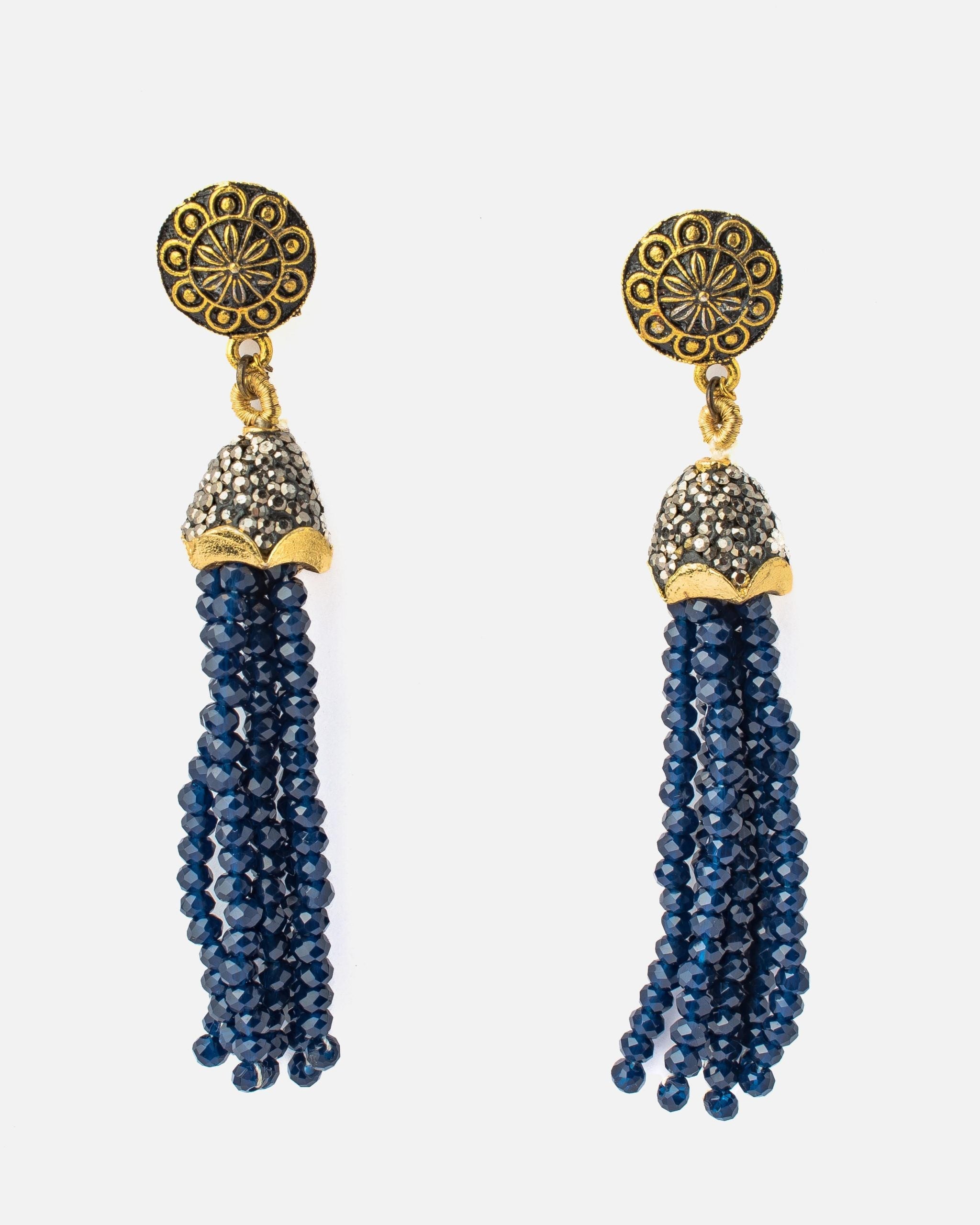 vivinia BY VIDHI MEHRA Florence Gold Plated BlueWomens Beaded Pair of Earrings (Freesize)