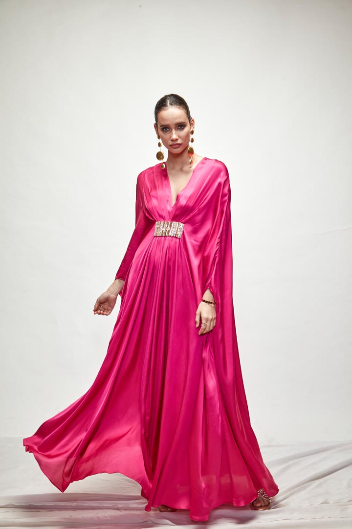 Fuschia Silk kaftaan