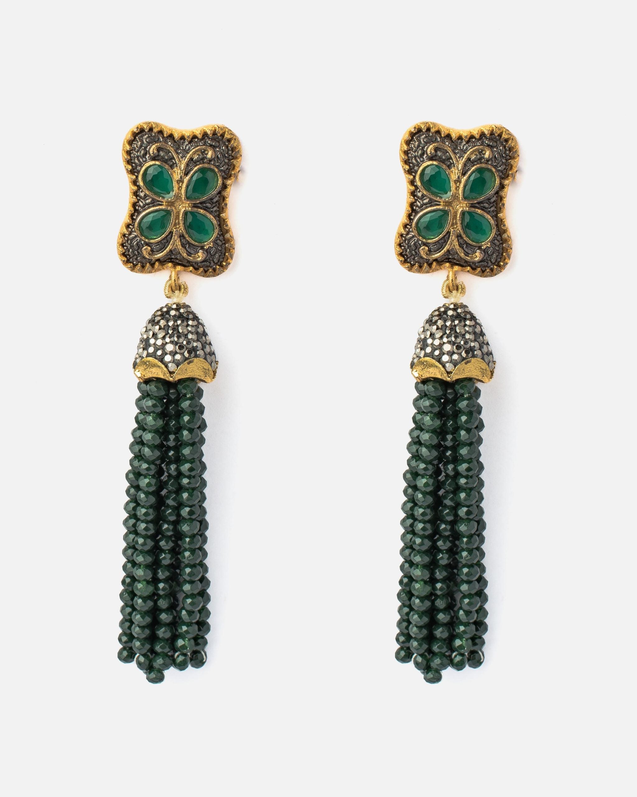 vivinia BY VIDHI MEHRA Florence Gold Plated GreenWomens Beaded Pair of Earrings (Freesize)