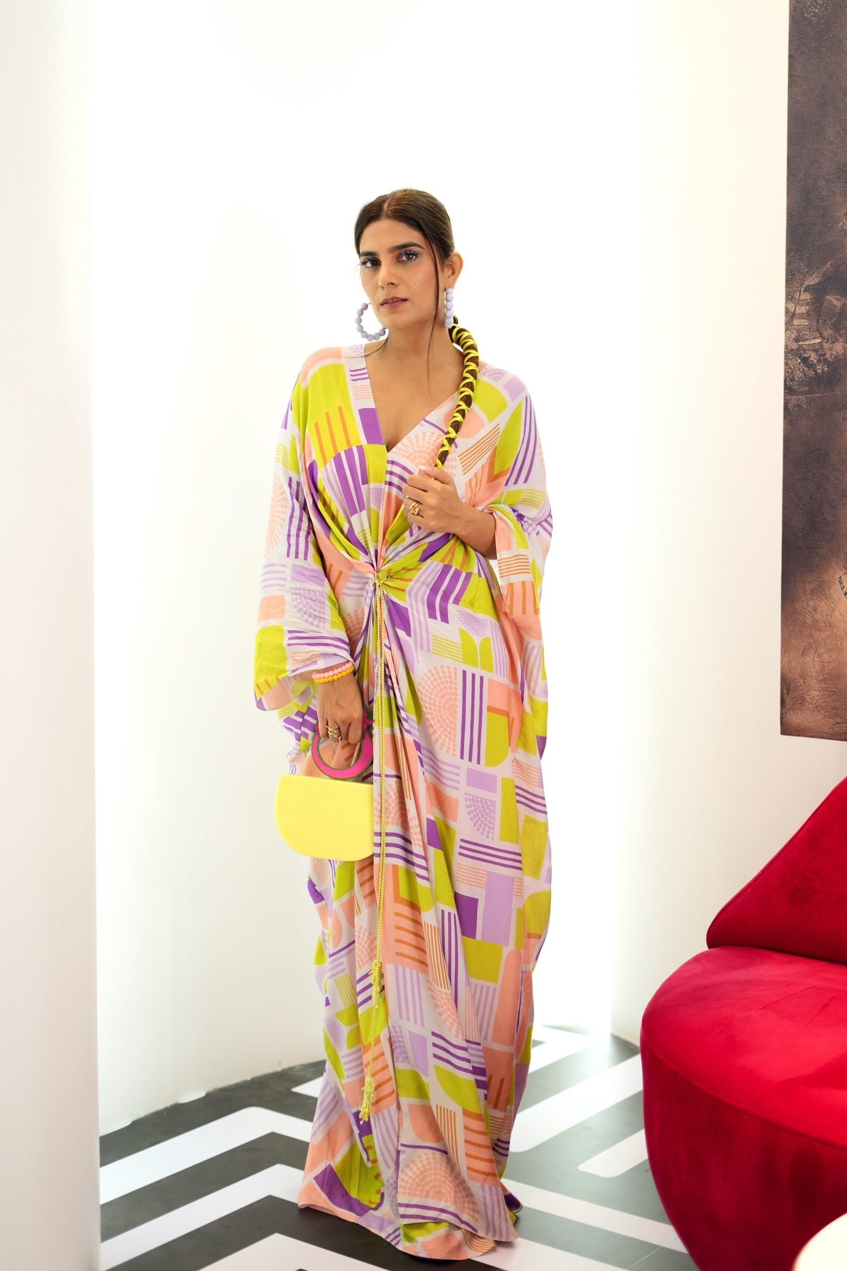 Printed Draped Kaftan