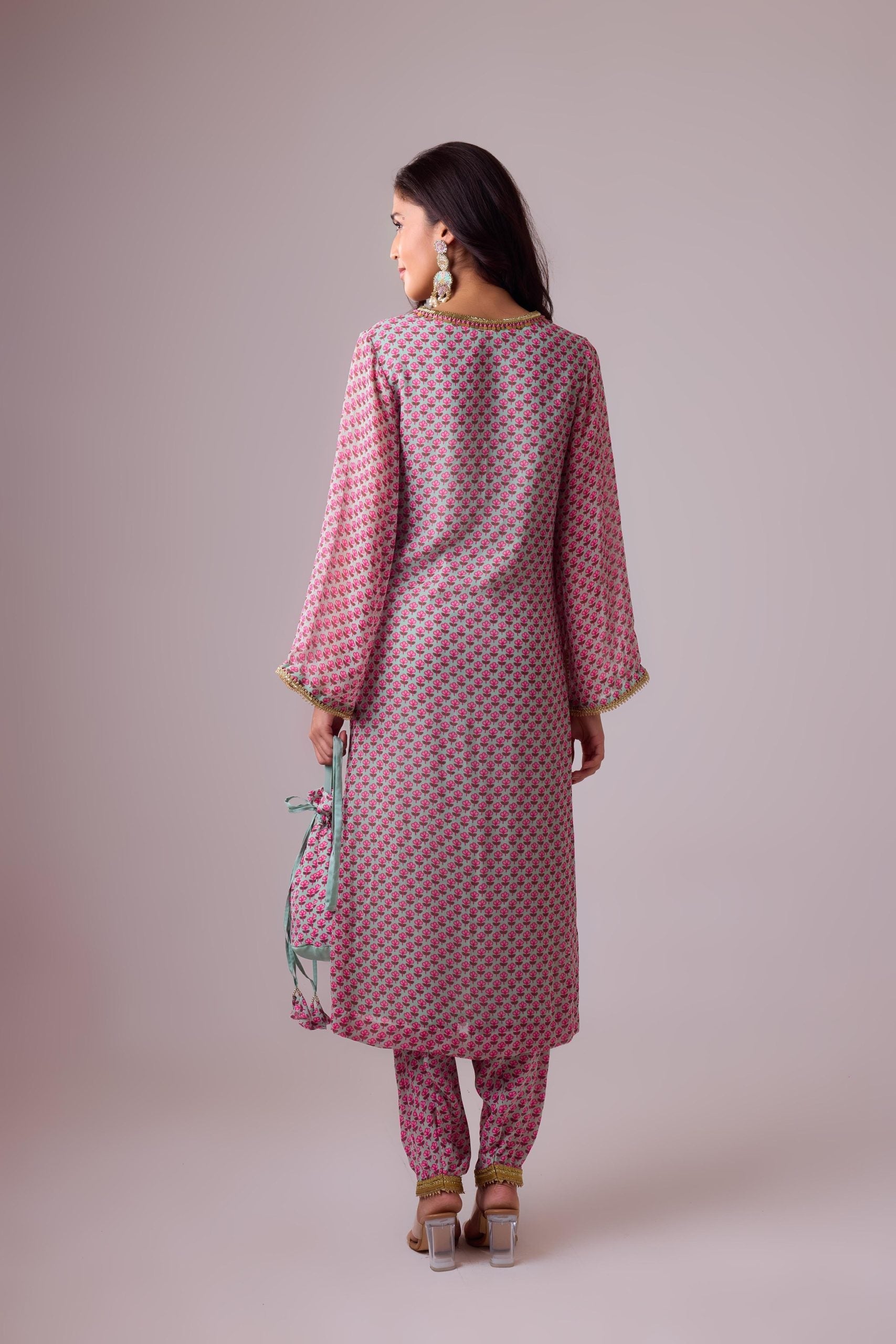 GEORGETTE KURTI  AND CREPE SALWAR