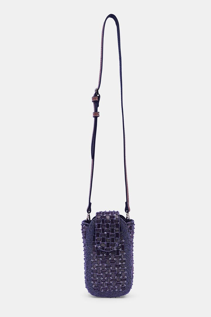 Mauve Color Embellished Beaded Ditsy Flower clutch bag