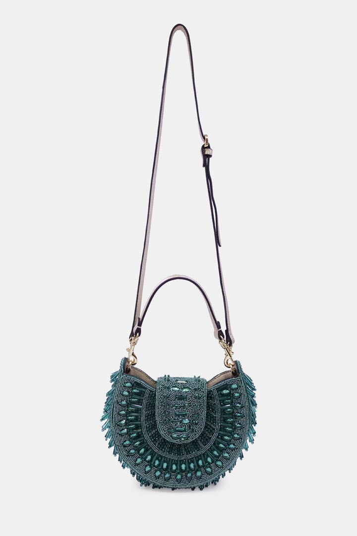 Emerald Green Embellished Clutch with Sling