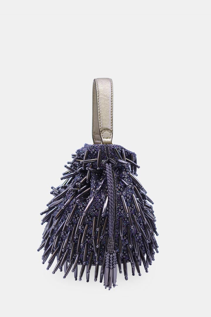 Porcupine Hand Embellished Purple Potli Bag