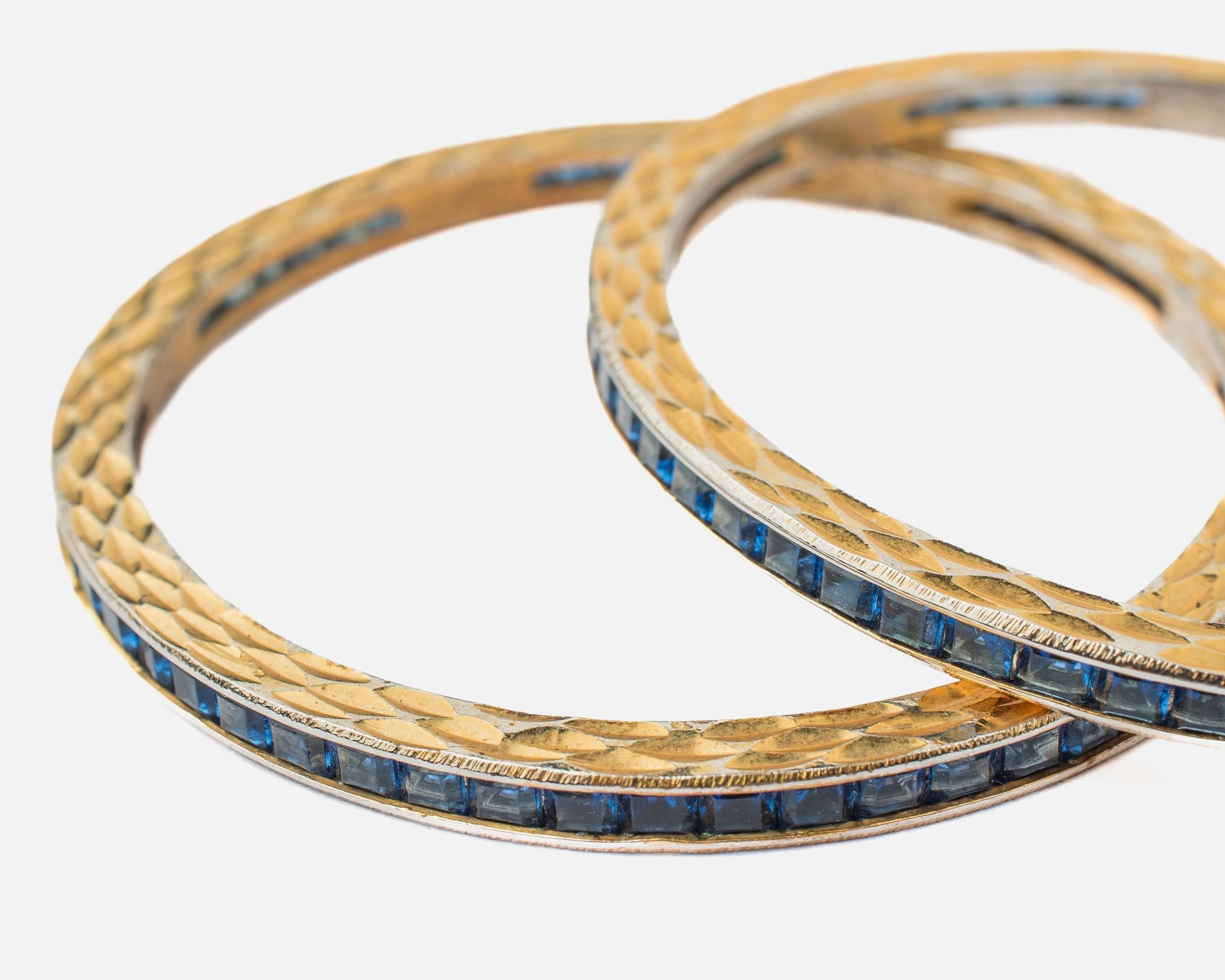 vivinia BY VIDHI MEHRA Zia Gold Plated BlueWomens Zircon Pair of Bangles (2.4,2.6)