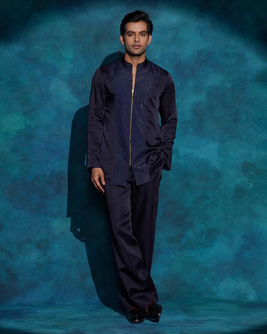 MIDNIGHT BLUE ZIPPER
 SHIRT SET
