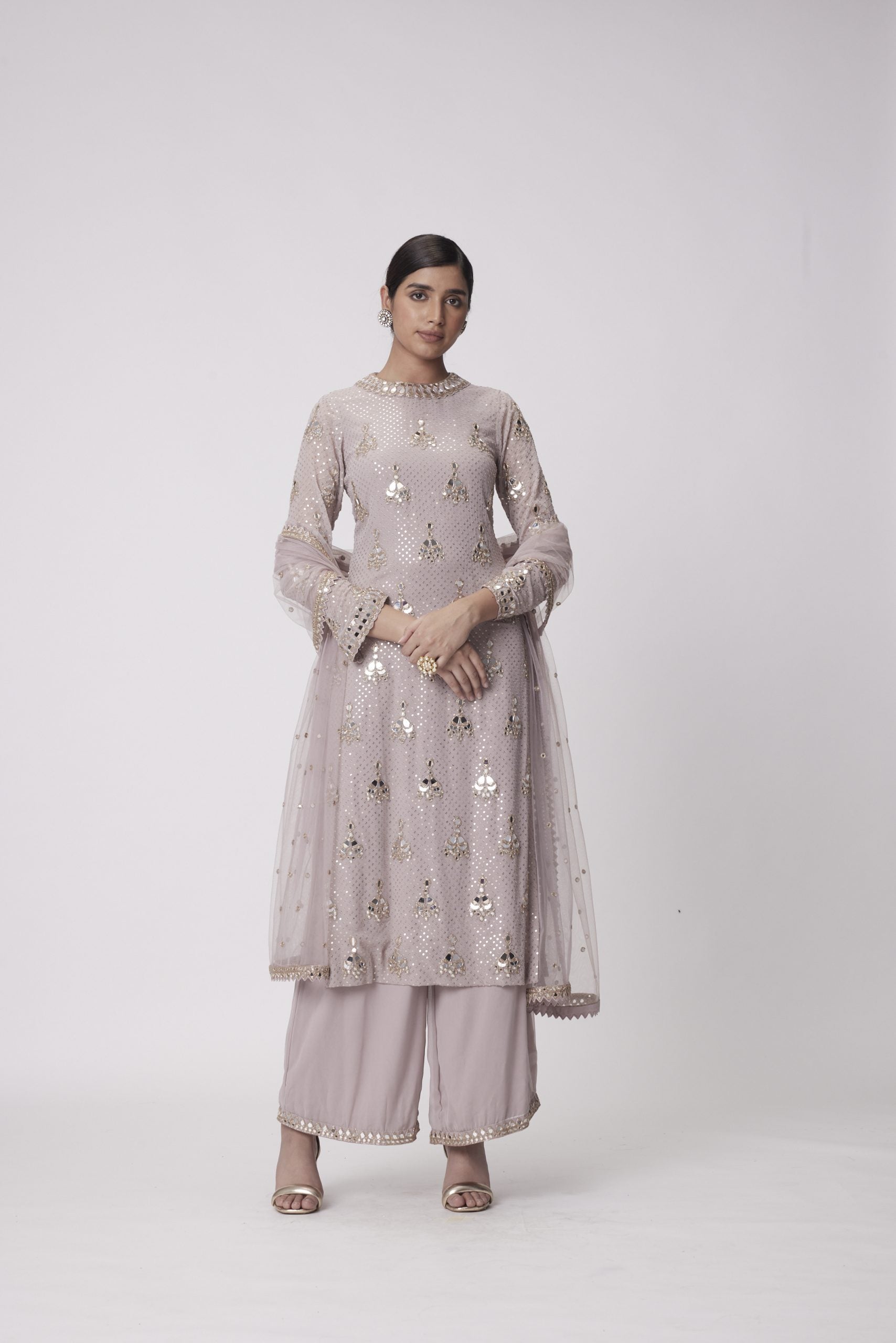 Image of MUD  MAUVE STRAIGHT KURTA SET