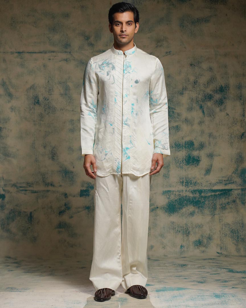IVORY MARBLE DYED KURTA SET