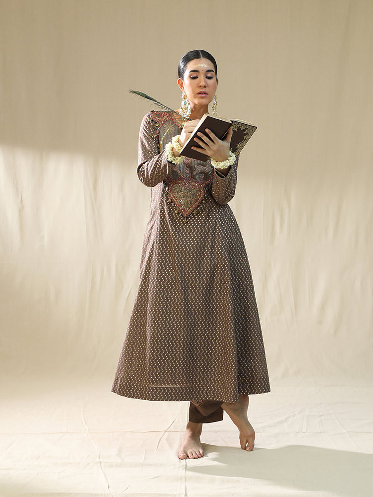 Mocha Self chanderi suit set