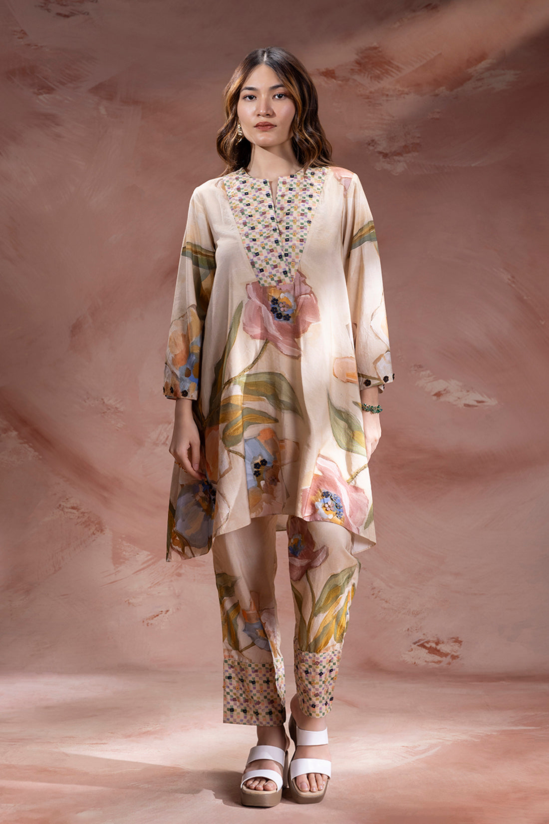 Beige Zeya Tunic Set