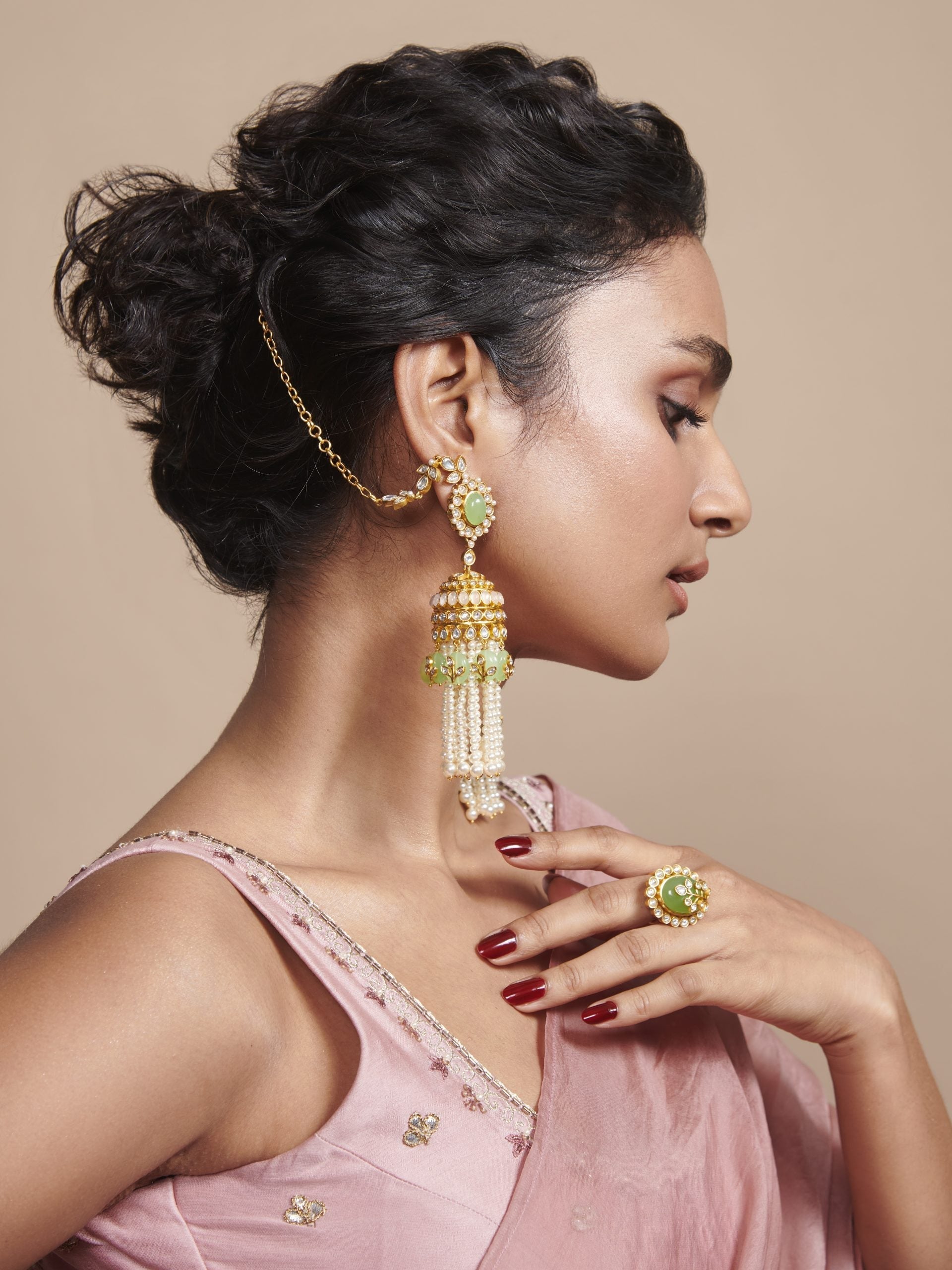 Image of Loren ring in Dusty Green Hue  By Suneet Varma