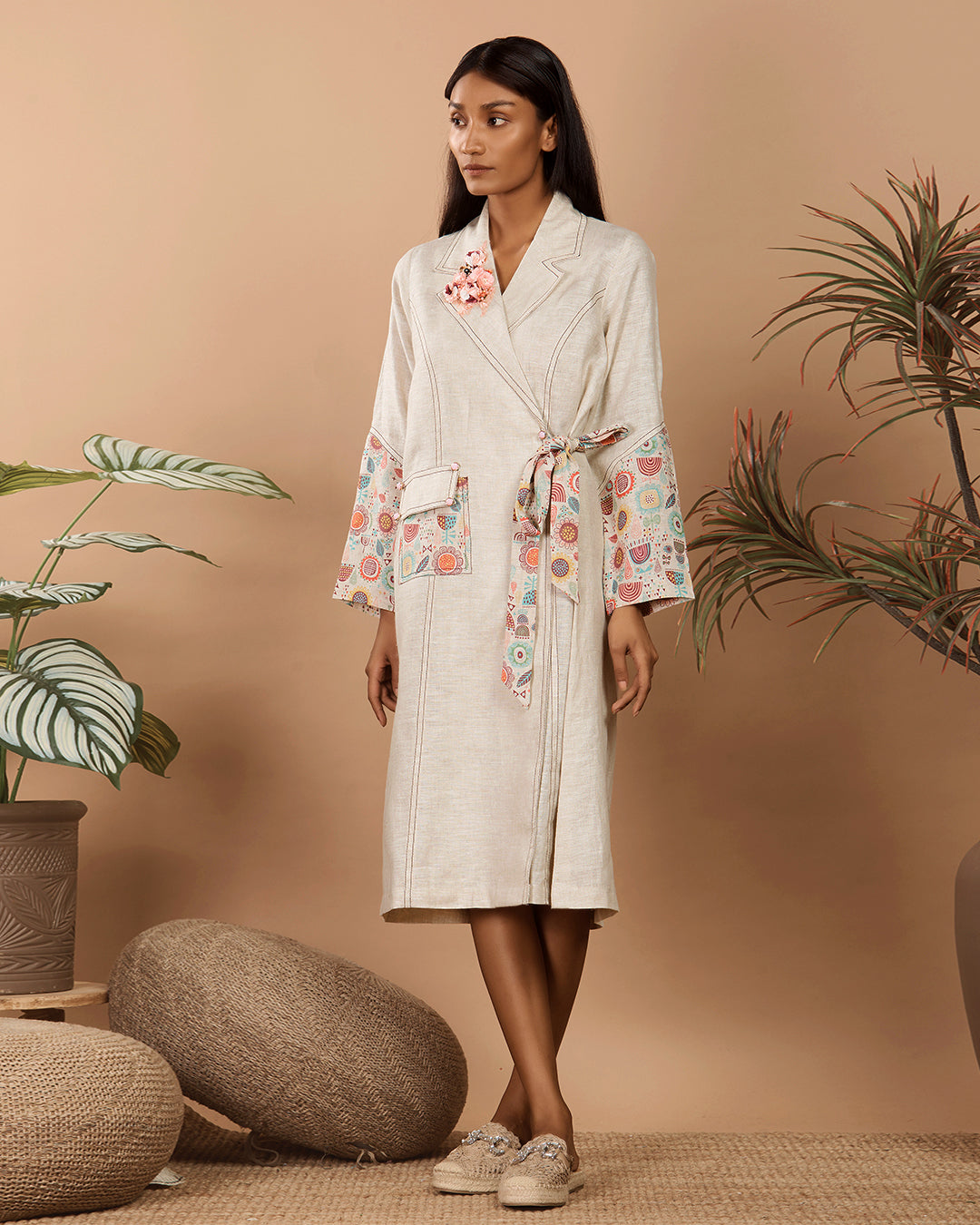 Nirvi pastel beige trench coat