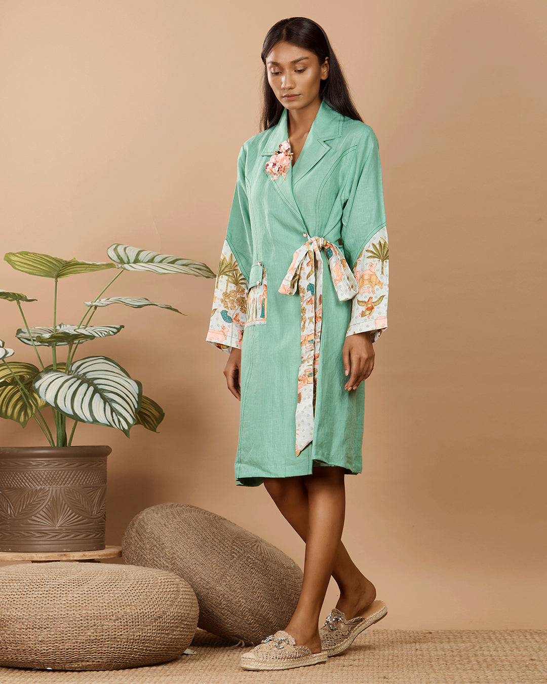 Nirvi Clover Green Trench Coat