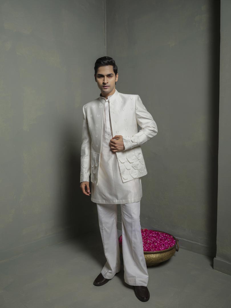 Ivory Flap Bandhgala Set