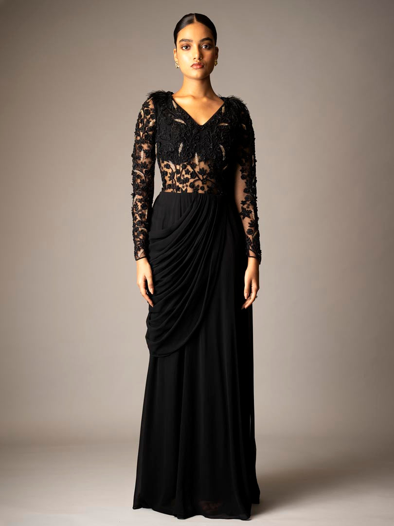 Black Eirene Saree Gown