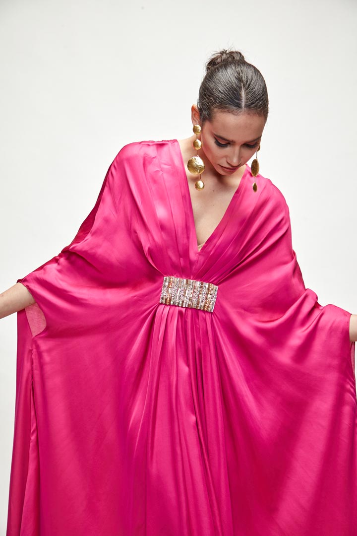 Fuschia Silk kaftaan