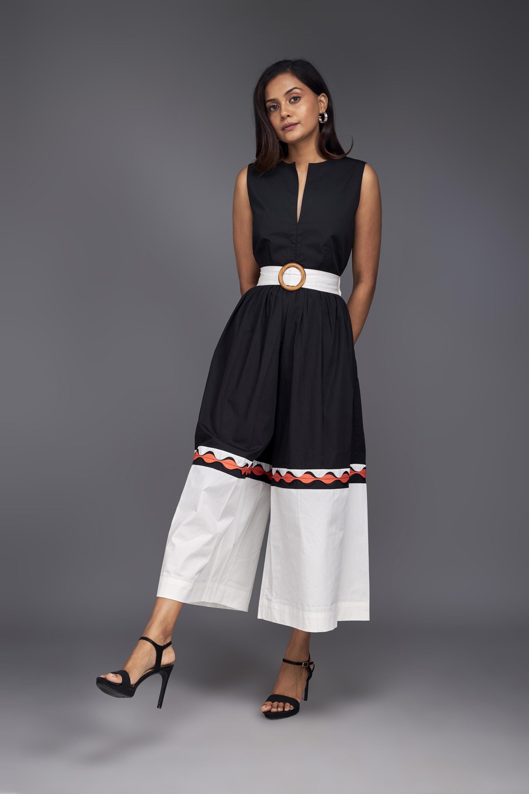 BLACK & WHITE CULOTTE STYLE JUMPSUIT