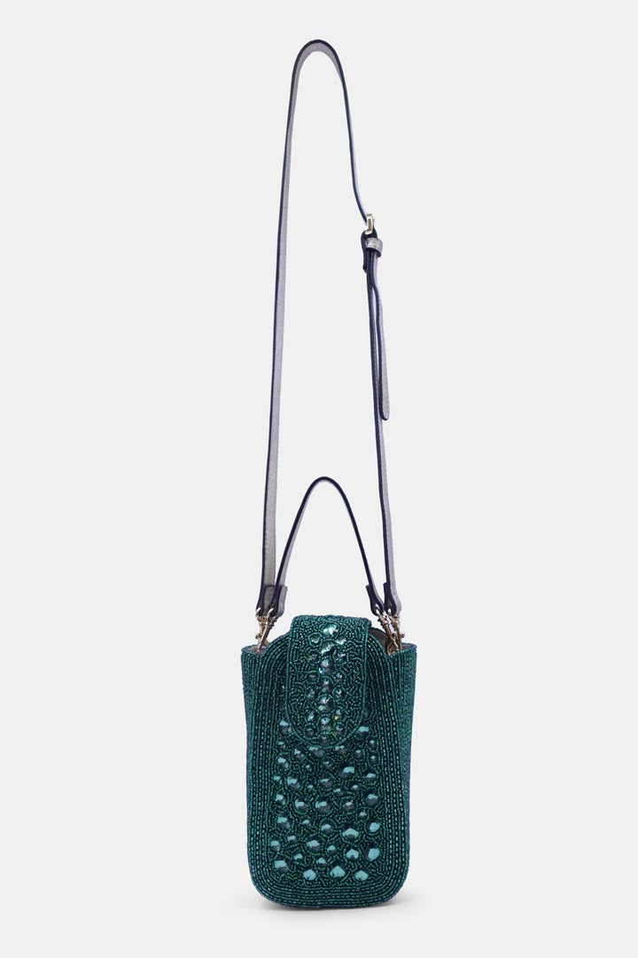 Green Crystal Embellished  Clutch with Sling