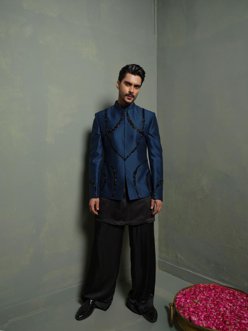 Midnight Bandhgala Set