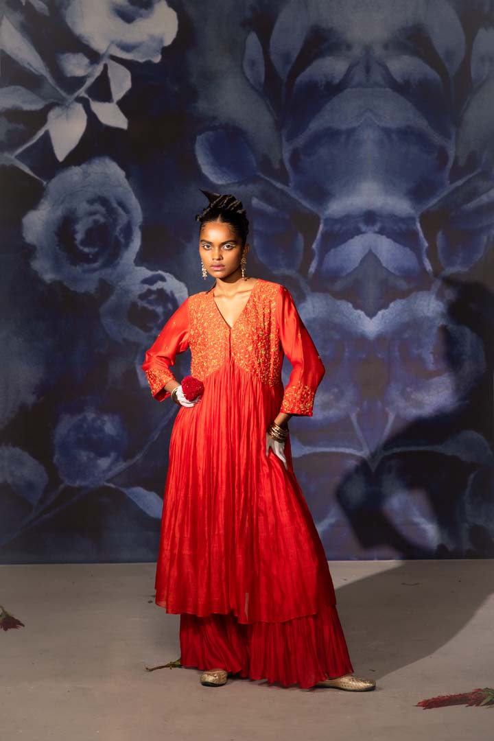 Red Anarkali Suit- Set of 2