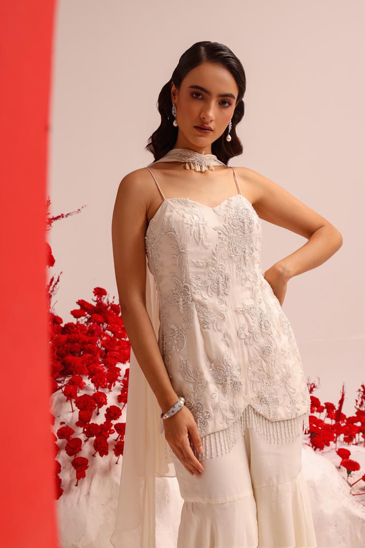 Image of Afreen ivory sharara set