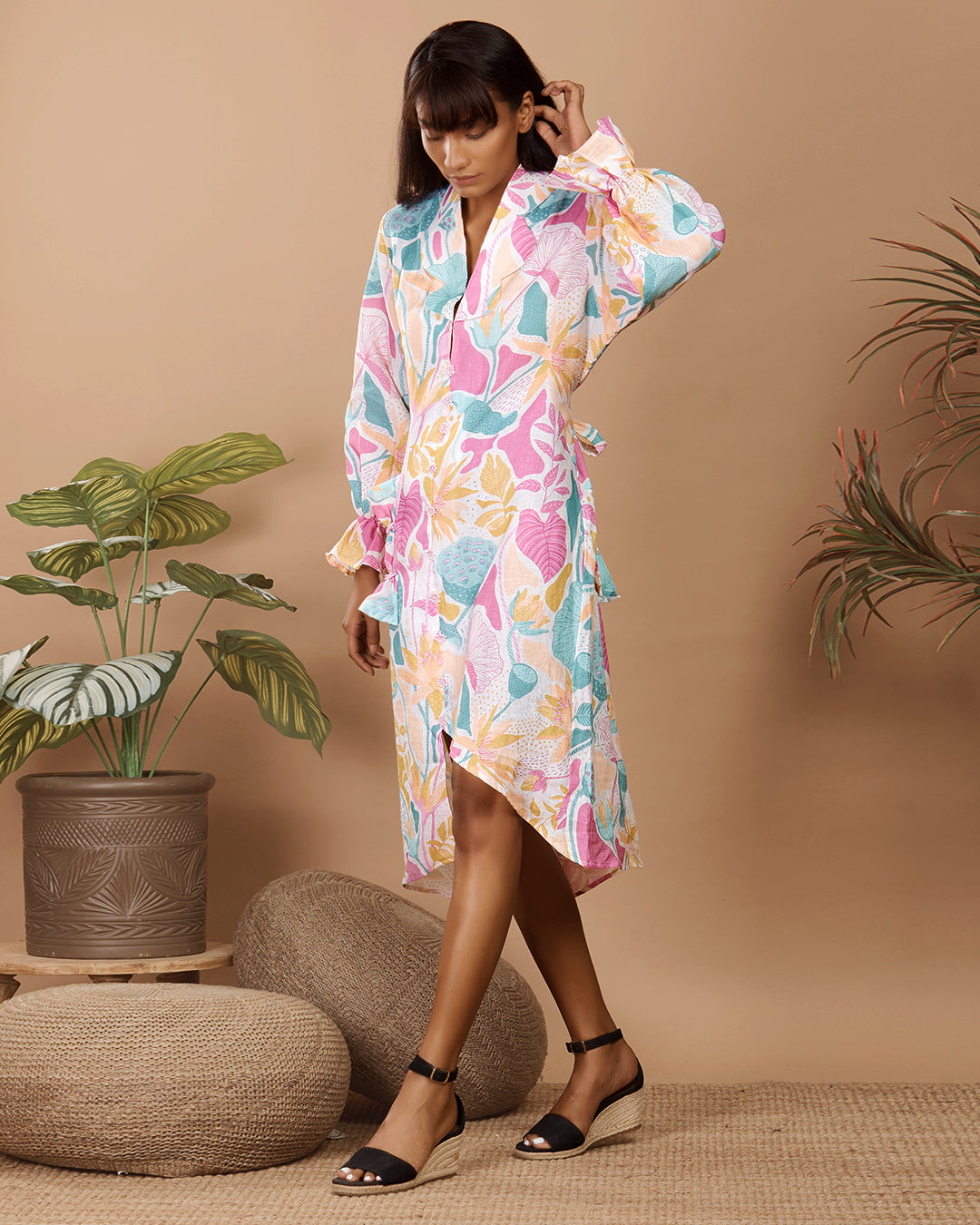 Botanical Scallop Dress