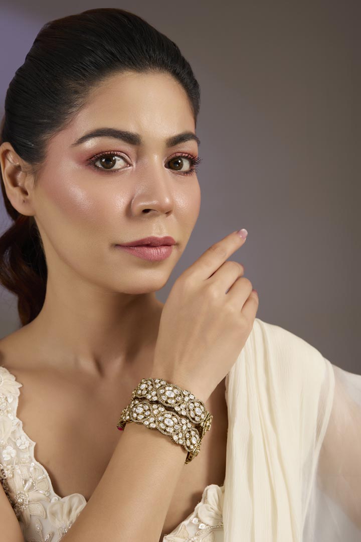 Classic Moissanite Polki  Bangles