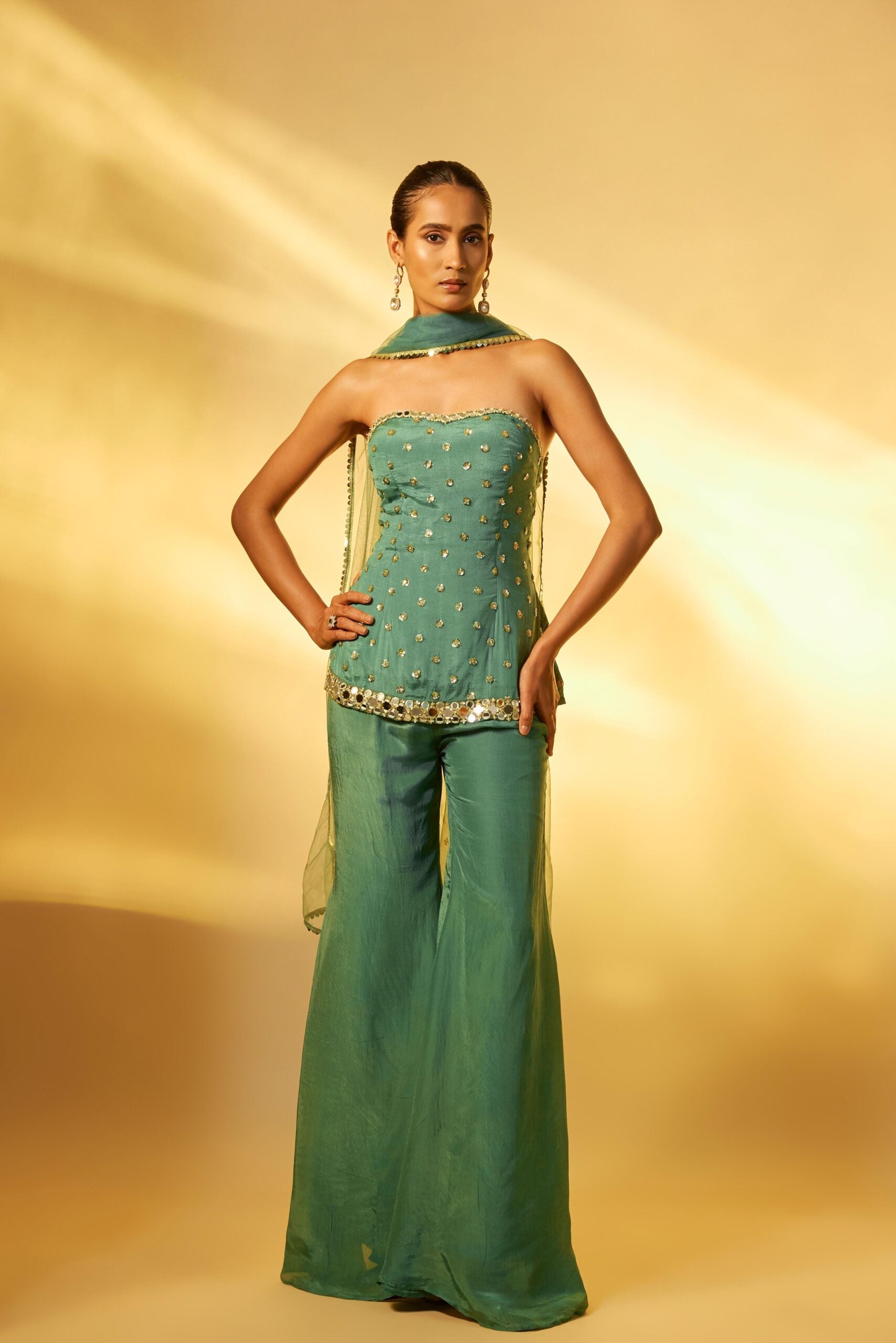 BASIL GREEN PALAZZO SET