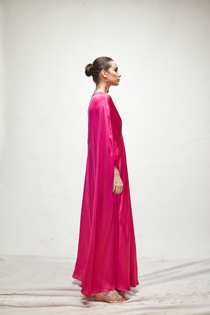 Fuschia Silk kaftaan