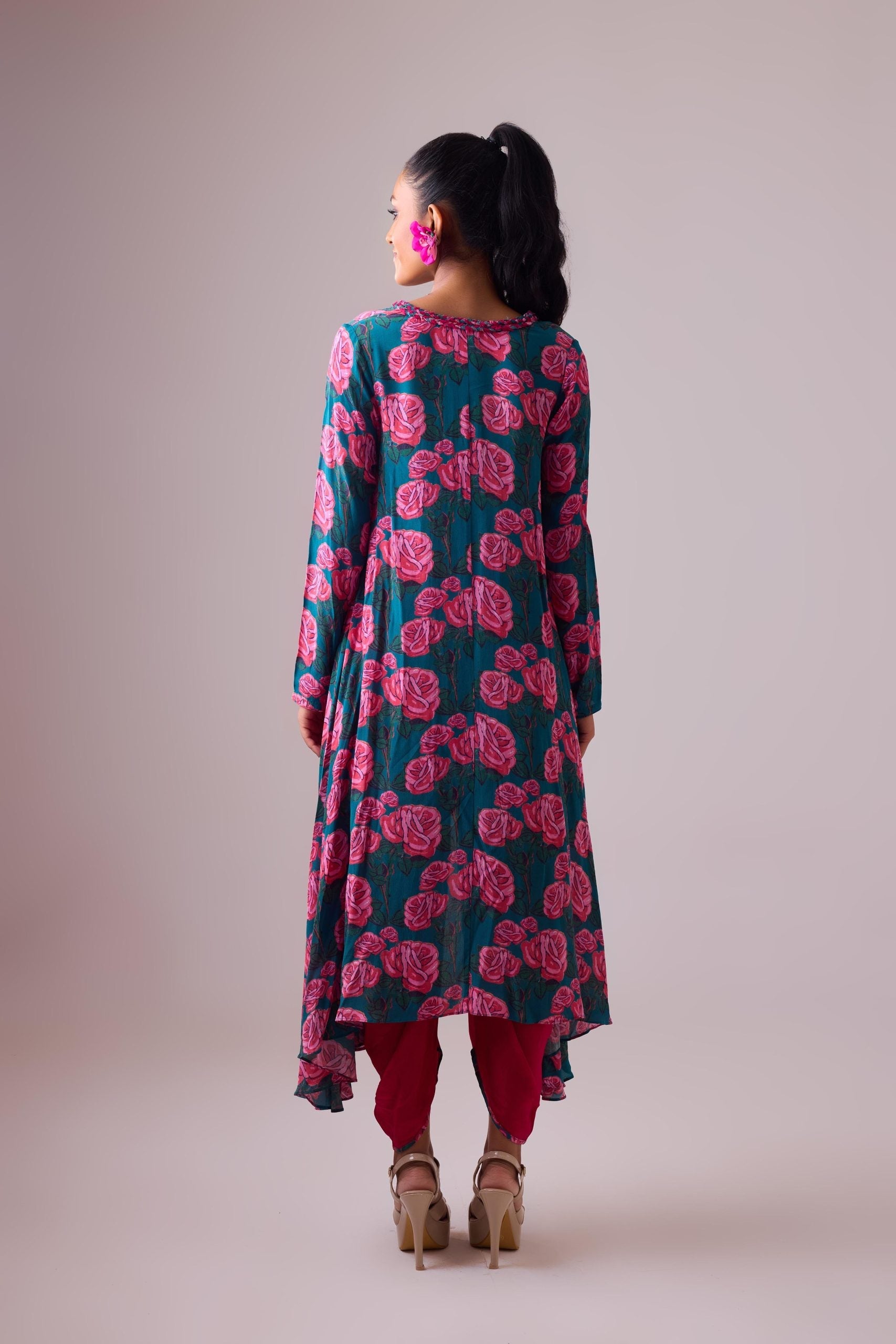 PRINTED HANDWORK KURTA  PAIRED  WITH DHOTI