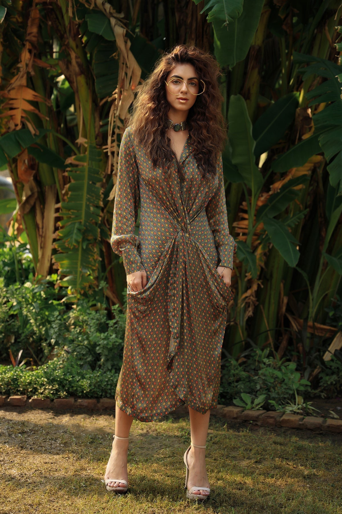 Image of Trevron sage green twisted dress