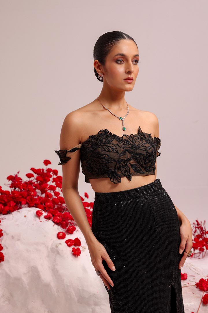 Image of Winter bold black skirt set