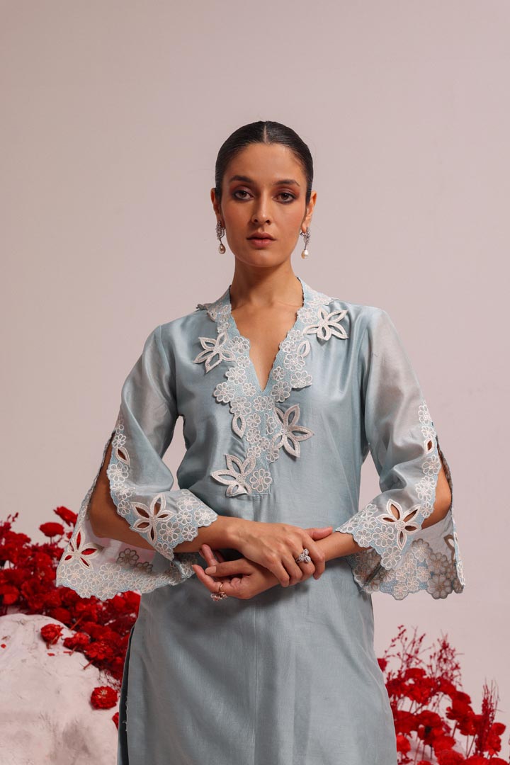 Image of Frozen blue kurta set