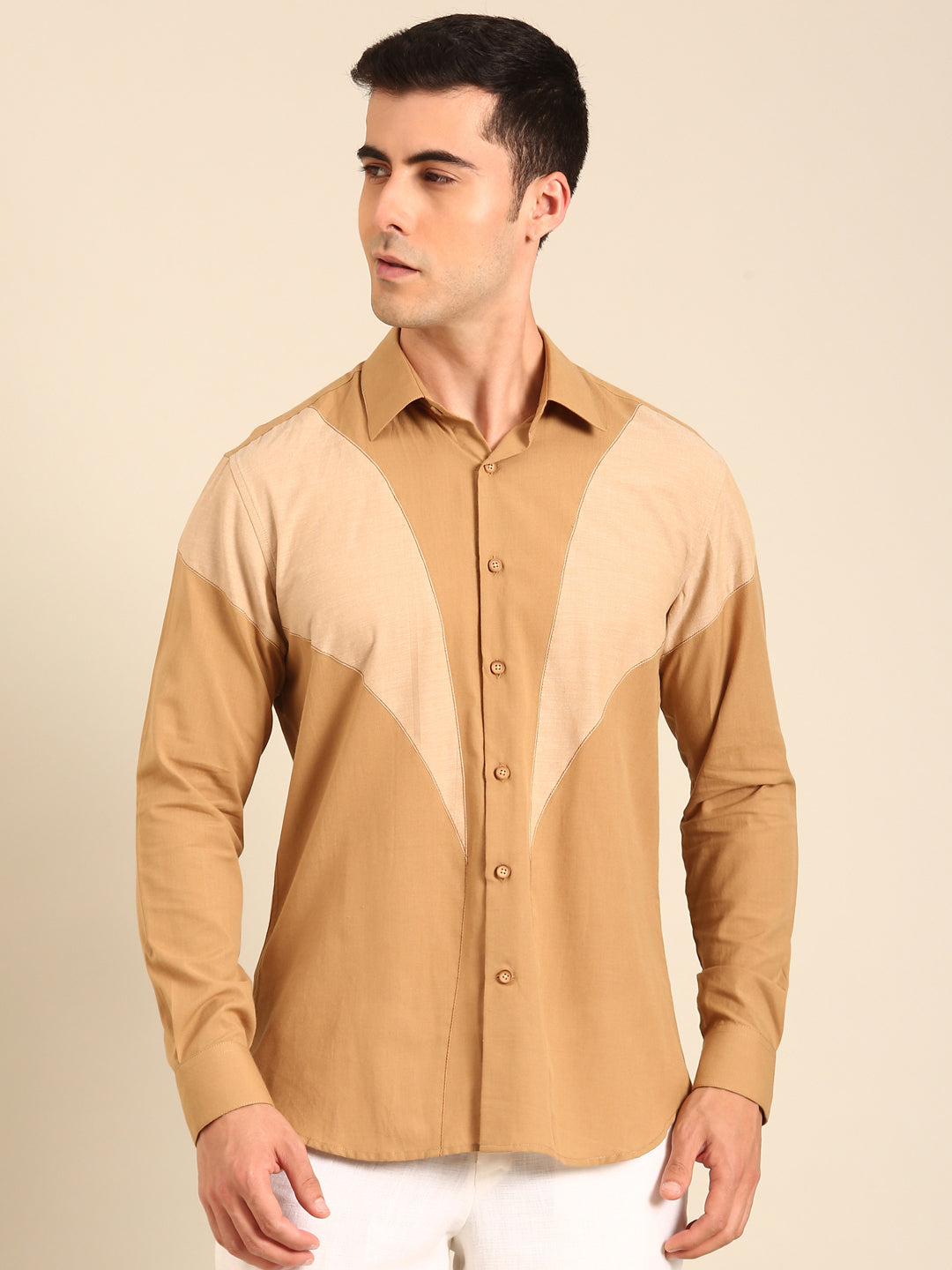 Beige-Khaki Malai Cotton Shirt
