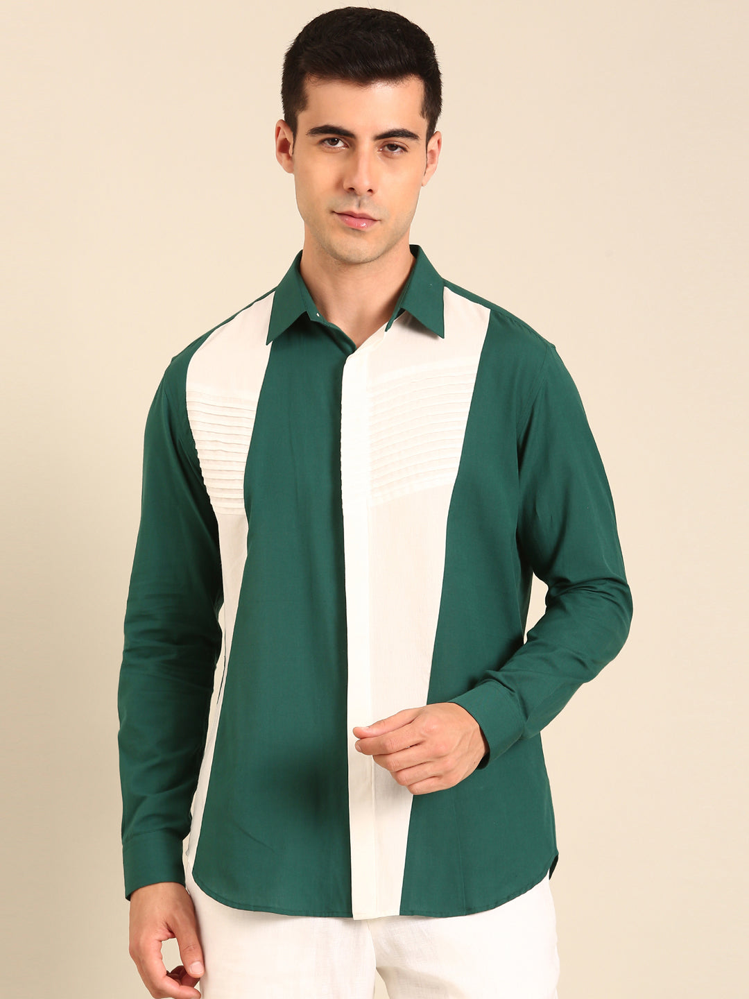 Teal- White Malai Cotton Shirt