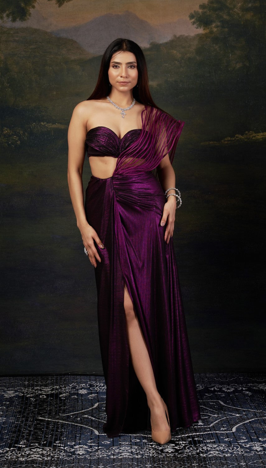 Embellished Saree gown with Intricate Katdana & Wire Work Pallu