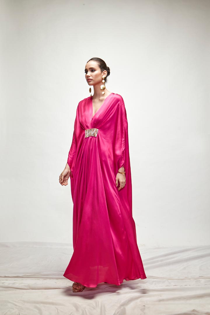 Fuschia Silk kaftaan