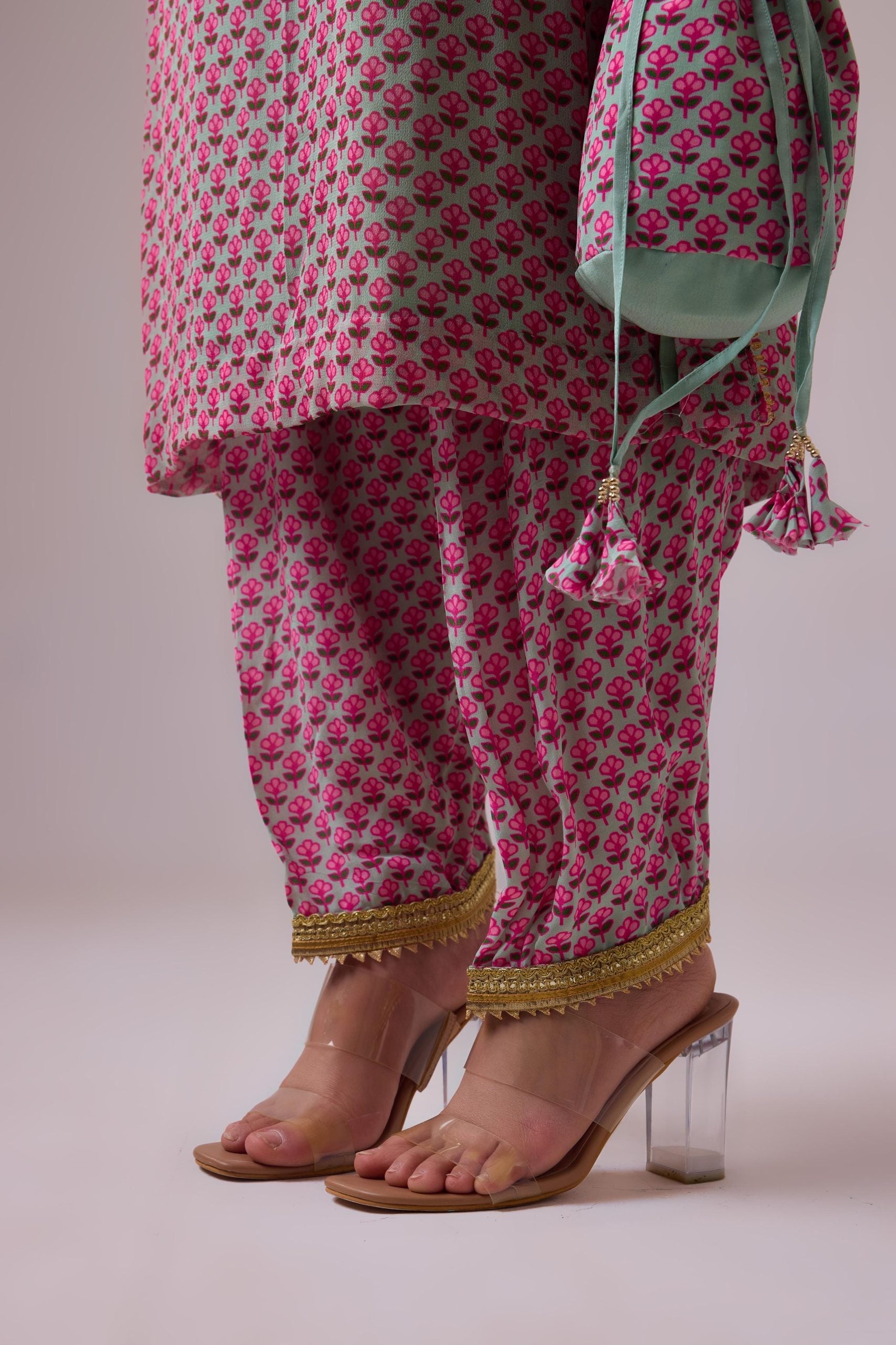 GEORGETTE KURTI  AND CREPE SALWAR