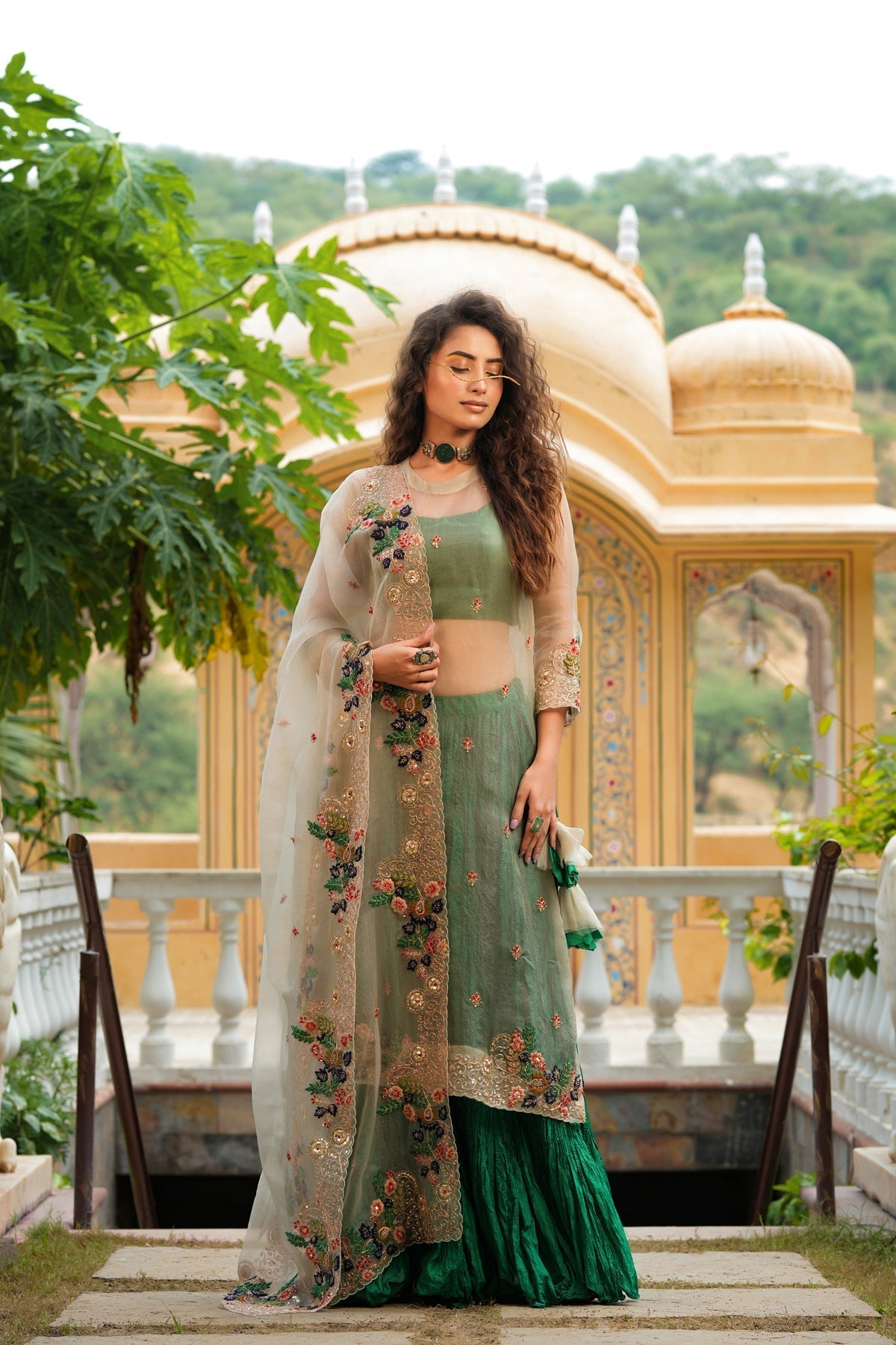 Image of Dilruba ivoreen crush skirt kurta set