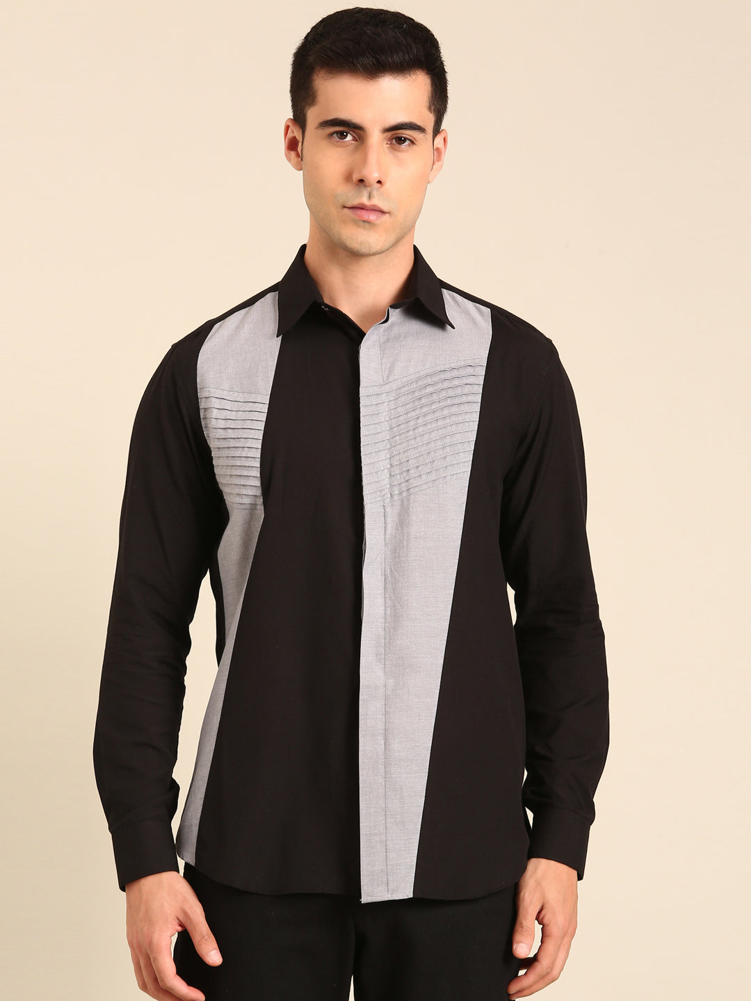 Black - Silver Malai Cotton Shirt