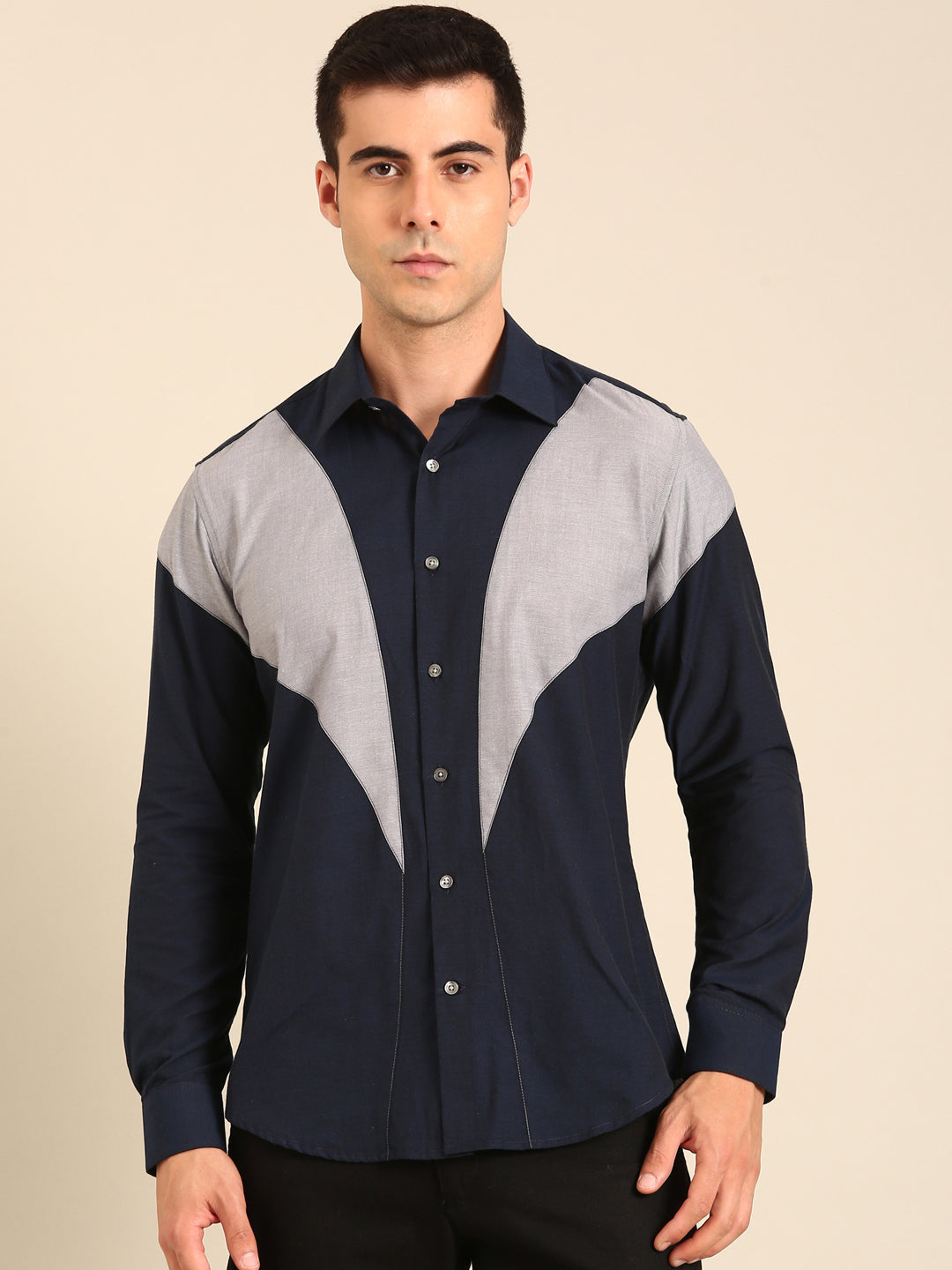 Blue - Silver Malai Cotton Shirt