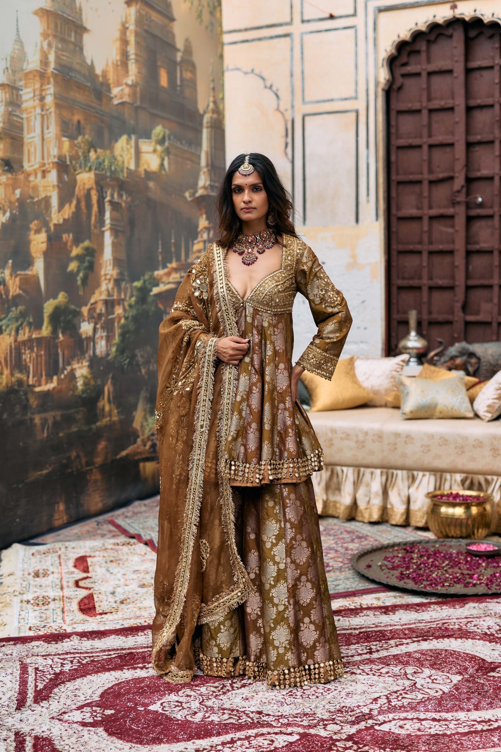 Shriphal Peplum Sharara Set