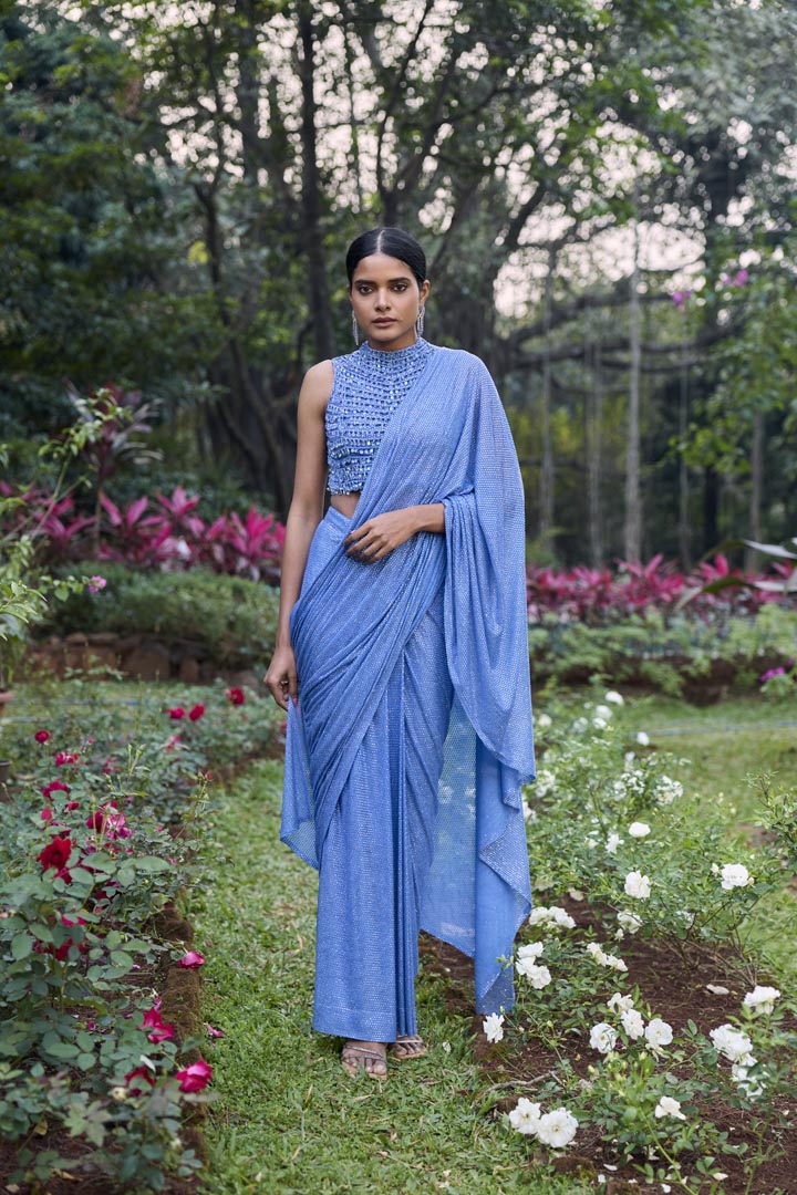 Neel Tara Crystal Saree Set