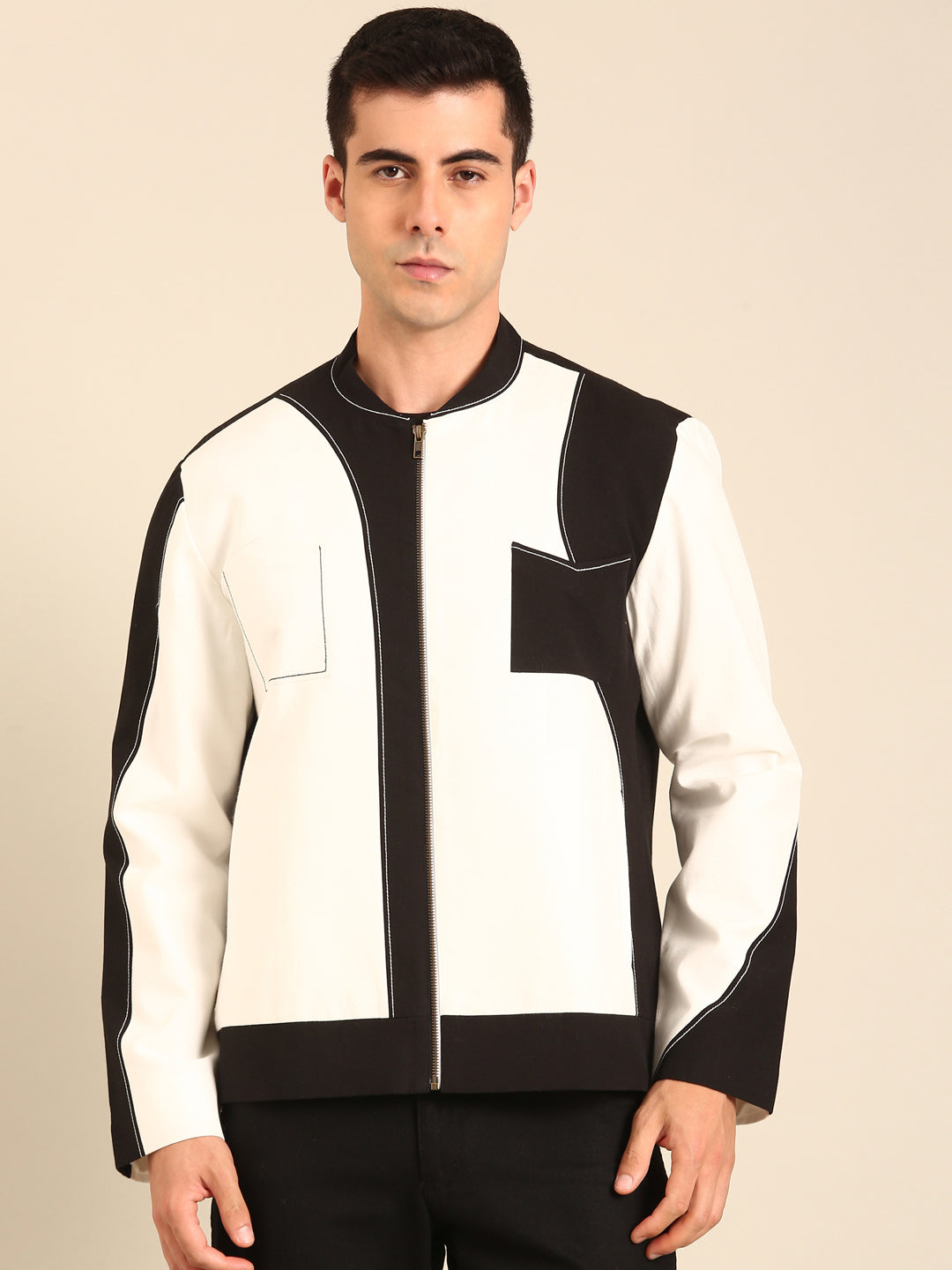 Black - White Malai Cotton Bomber Jacket