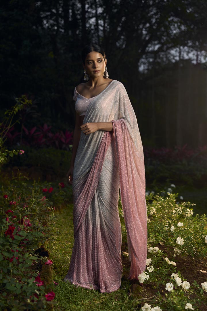 Gulrangi Crystal Saree Set